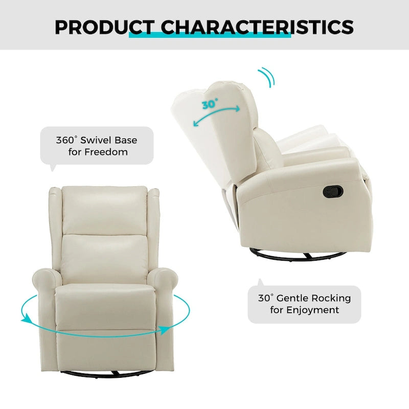Fauteuil inclinable pivotant en similicuir Baksoho pour chambre de bébé avec base en métal, lot de 2 par HULALA HOME