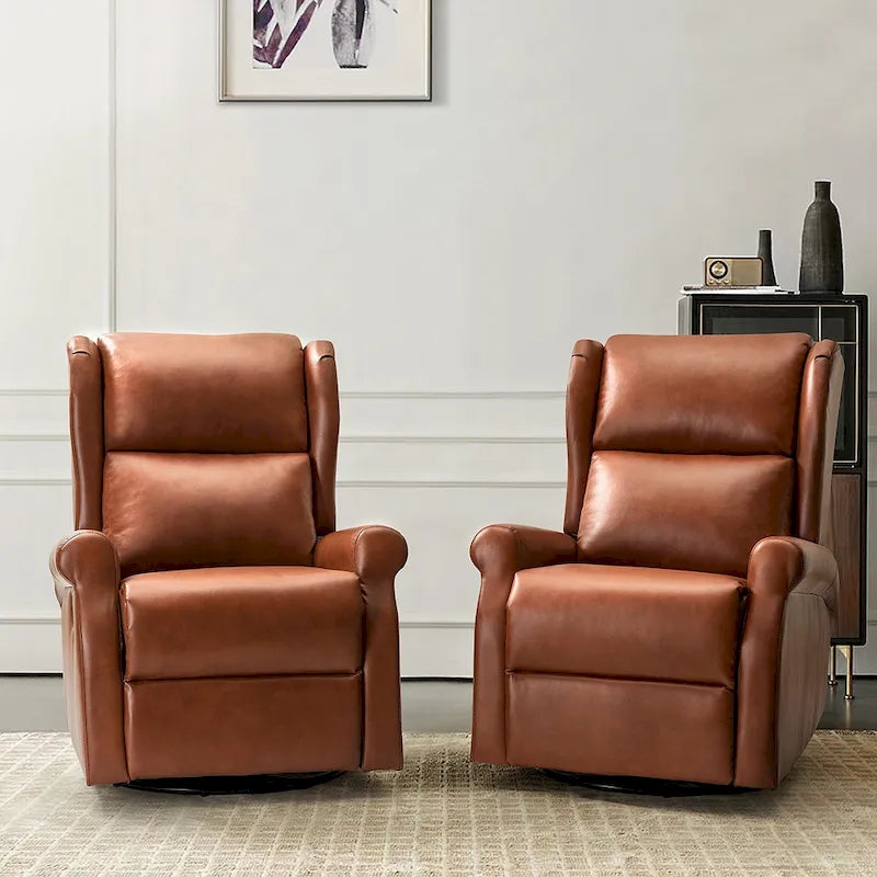 Fauteuil inclinable pivotant en similicuir Baksoho pour chambre de bébé avec base en métal, lot de 2 par HULALA HOME