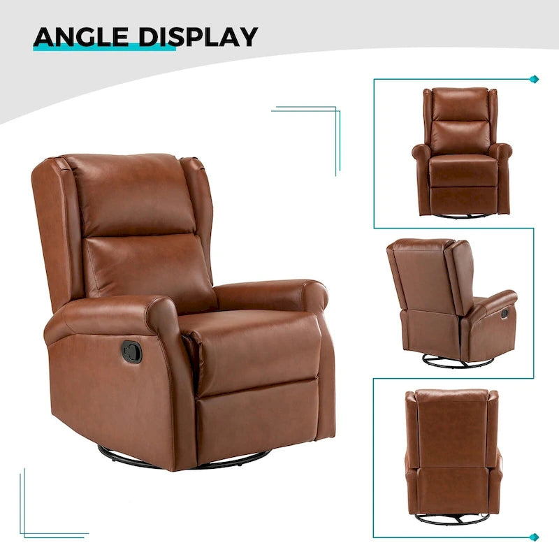 Fauteuil inclinable pivotant en similicuir Baksoho pour chambre de bébé avec base en métal, lot de 2 par HULALA HOME