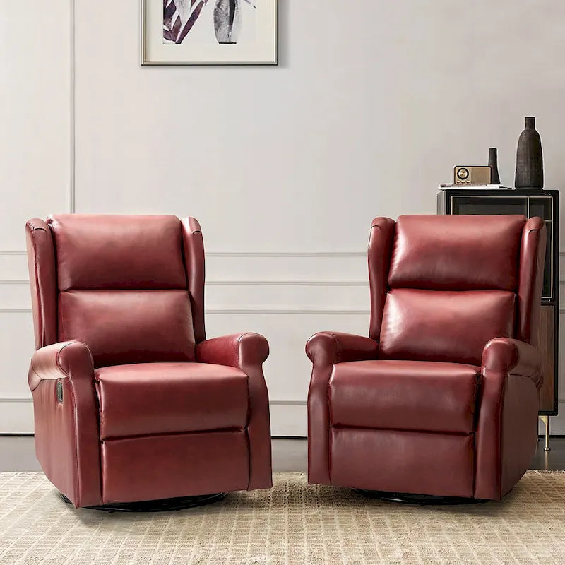 Fauteuil inclinable pivotant en similicuir Baksoho pour chambre de bébé avec base en métal, lot de 2 par HULALA HOME