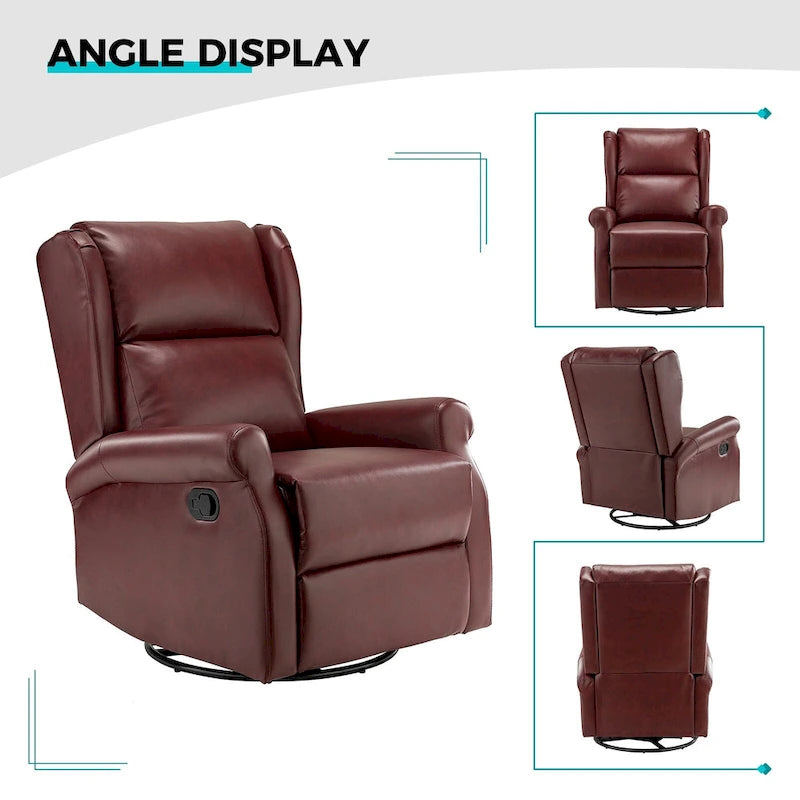 Fauteuil inclinable pivotant en similicuir Baksoho pour chambre de bébé avec base en métal, lot de 2 par HULALA HOME