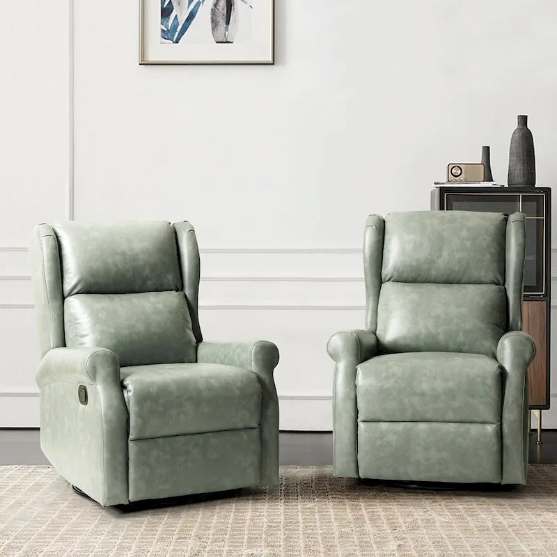 Fauteuil inclinable pivotant en similicuir Baksoho pour chambre de bébé avec base en métal, lot de 2 par HULALA HOME