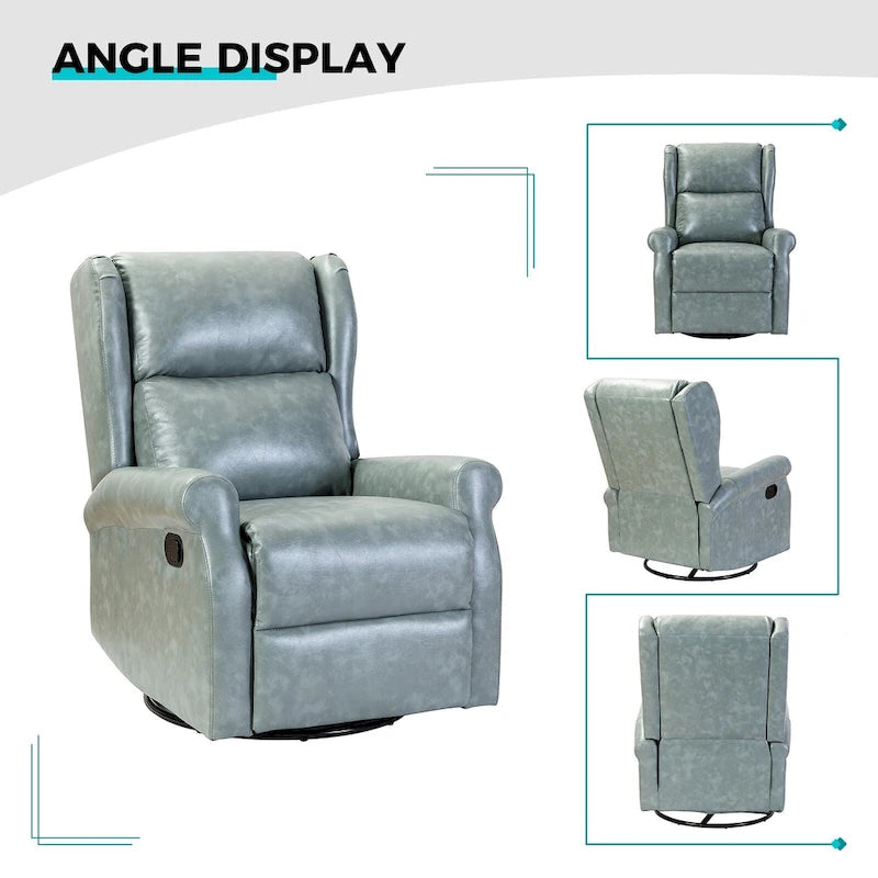 Fauteuil inclinable pivotant en similicuir Baksoho pour chambre de bébé avec base en métal, lot de 2 par HULALA HOME