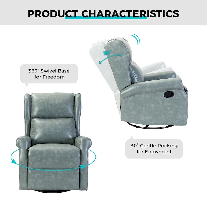 Fauteuil inclinable pivotant en similicuir Baksoho pour chambre de bébé avec base en métal, lot de 2 par HULALA HOME