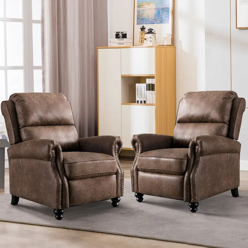 Fauteuil inclinable à pousser Club avec garniture cloutée, lot de 2