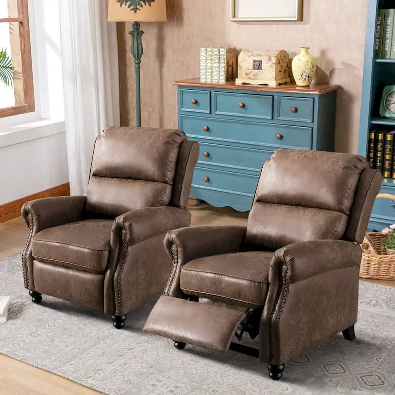 Fauteuil inclinable à pousser Club avec garniture cloutée, lot de 2