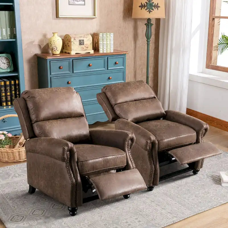 Fauteuil inclinable à pousser Club avec garniture cloutée, lot de 2