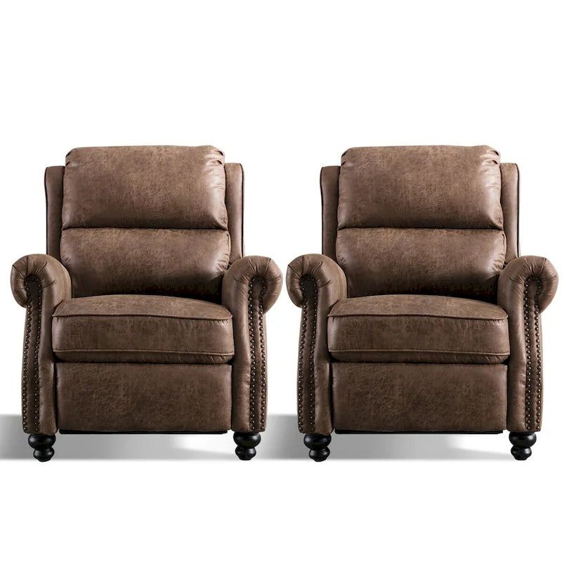 Fauteuil inclinable à pousser Club avec garniture cloutée, lot de 2