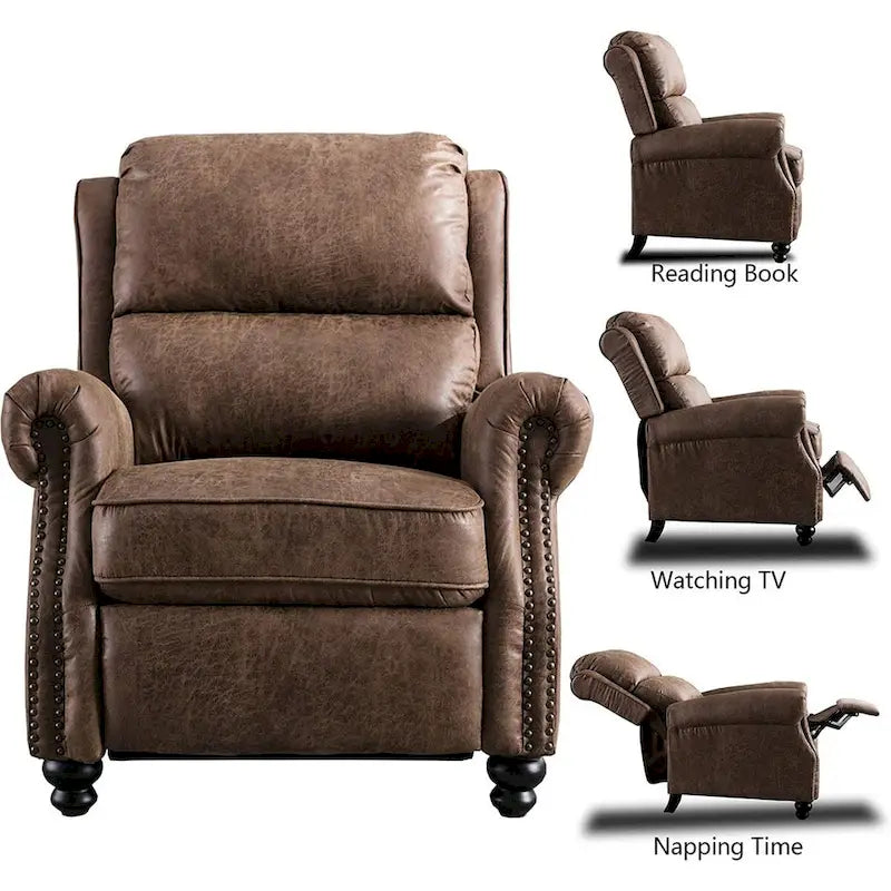 Fauteuil inclinable à pousser Club avec garniture cloutée, lot de 2