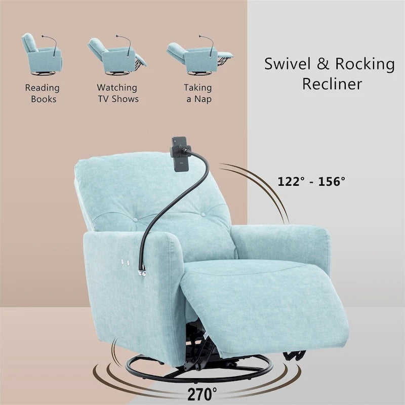 Fauteuil inclinable électrique pivotant à 270 degrés avec support de téléphone