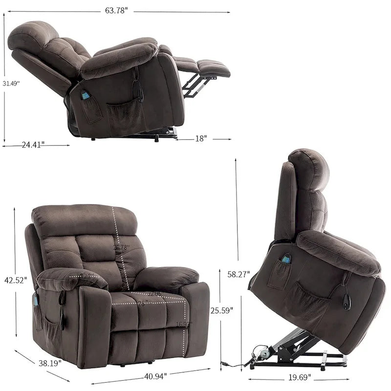 Fauteuil inclinable électrique releveur de massage chauffant