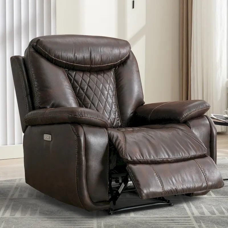 Fauteuil inclinable électrique en cuir Ebello avec repose-pieds confortable pour salon