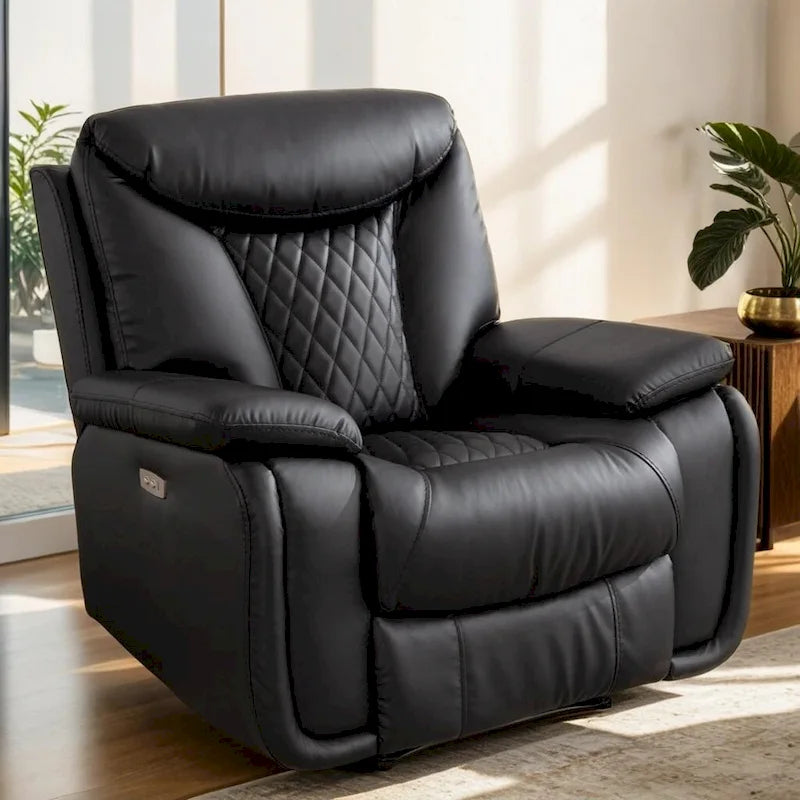 Fauteuil inclinable électrique en cuir Ebello avec repose-pieds confortable pour salon
