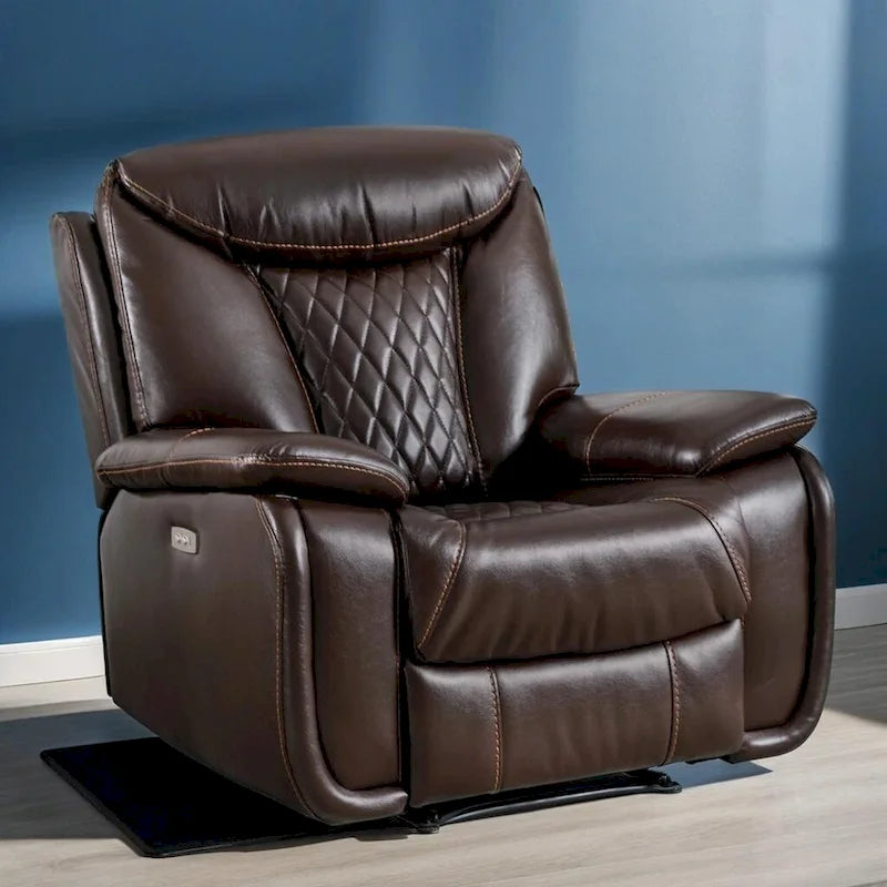 Fauteuil inclinable électrique en cuir Ebello avec repose-pieds confortable pour salon