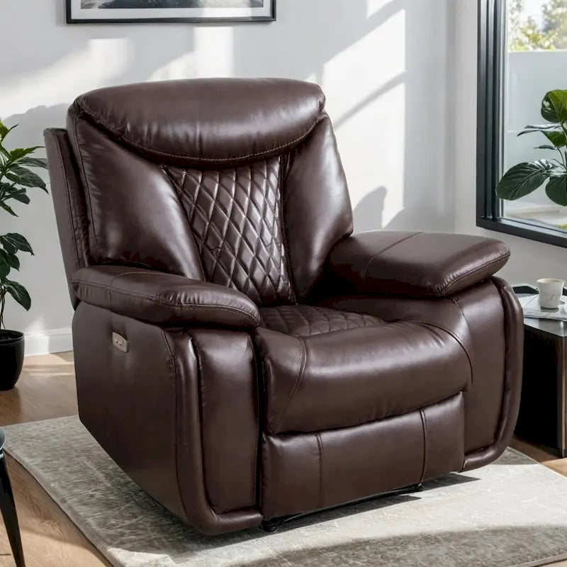 Fauteuil inclinable électrique en cuir Ebello avec repose-pieds confortable pour salon