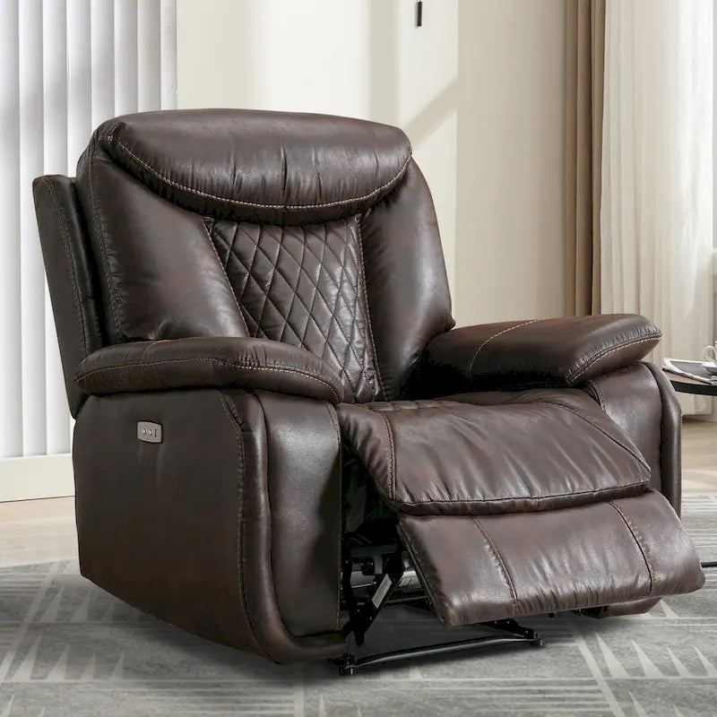 Fauteuil inclinable électrique en cuir Ebello avec repose-pieds confortable pour salon