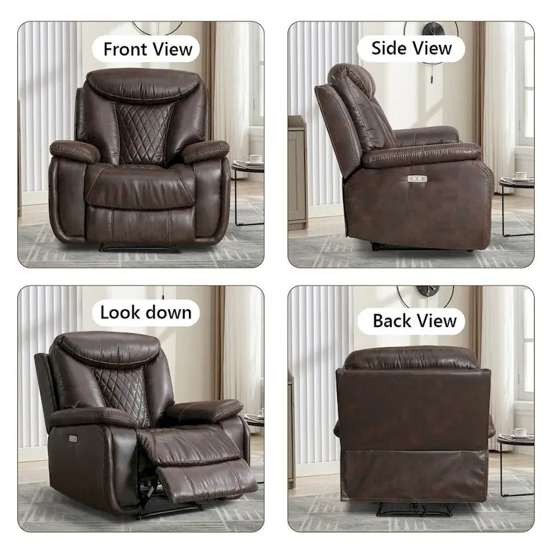 Fauteuil inclinable électrique en cuir Ebello avec repose-pieds confortable pour salon
