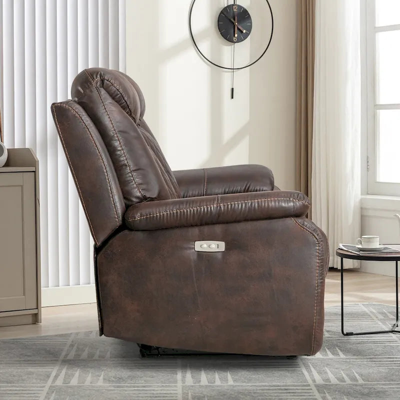 Fauteuil inclinable électrique en cuir Ebello avec repose-pieds confortable pour salon
