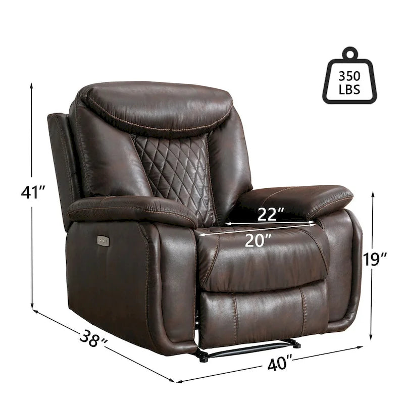 Fauteuil inclinable électrique en cuir Ebello avec repose-pieds confortable pour salon