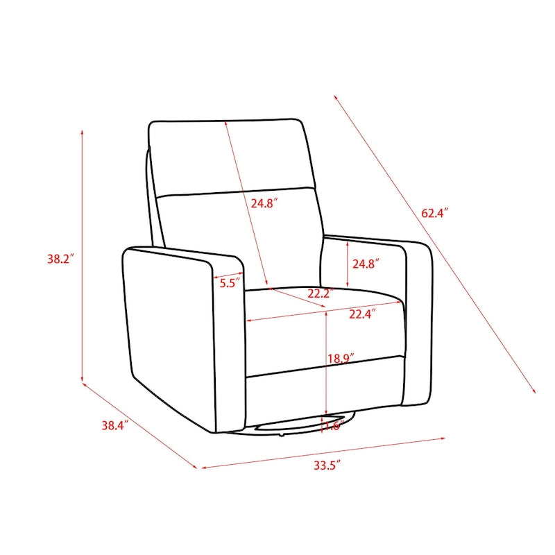 Fauteuil inclinable, pivotant et coulissant Olmas 33.5W avec chargeur USB