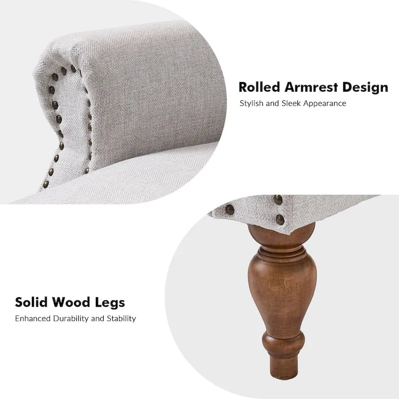 Fauteuil inclinable manuel Terri Traditional Roll Arm avec pieds en bois massif, lot de 2, par HULALA HOME