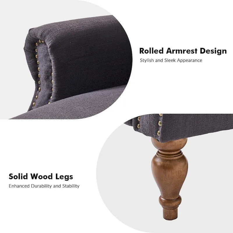 Fauteuil inclinable manuel Terri Traditional Roll Arm avec pieds en bois massif, lot de 2, par HULALA HOME