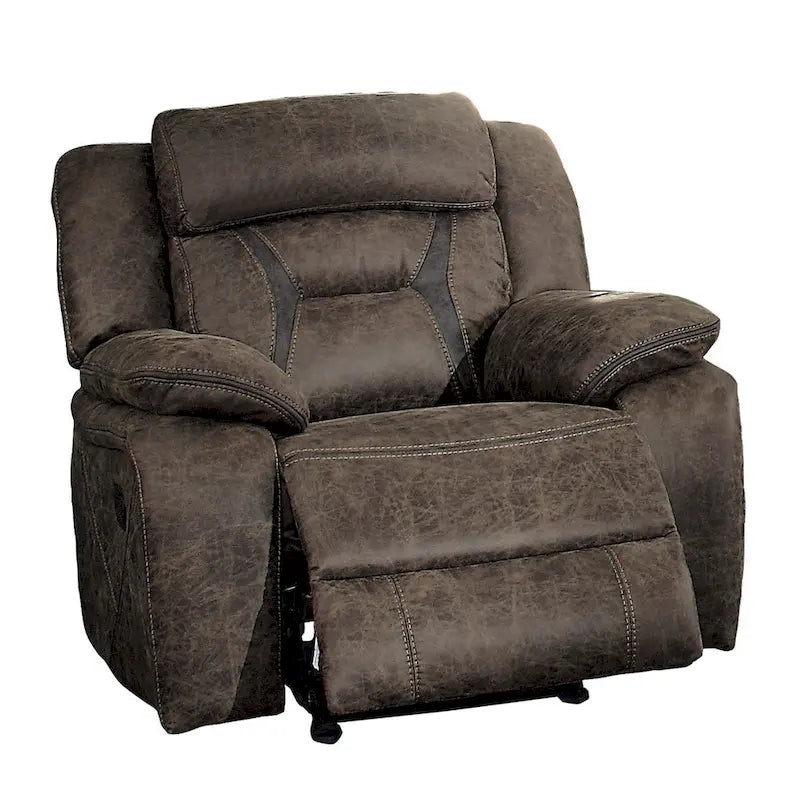 Fauteuil inclinable planeur manuel Mady 99 cm, microfibre marron, bois massif