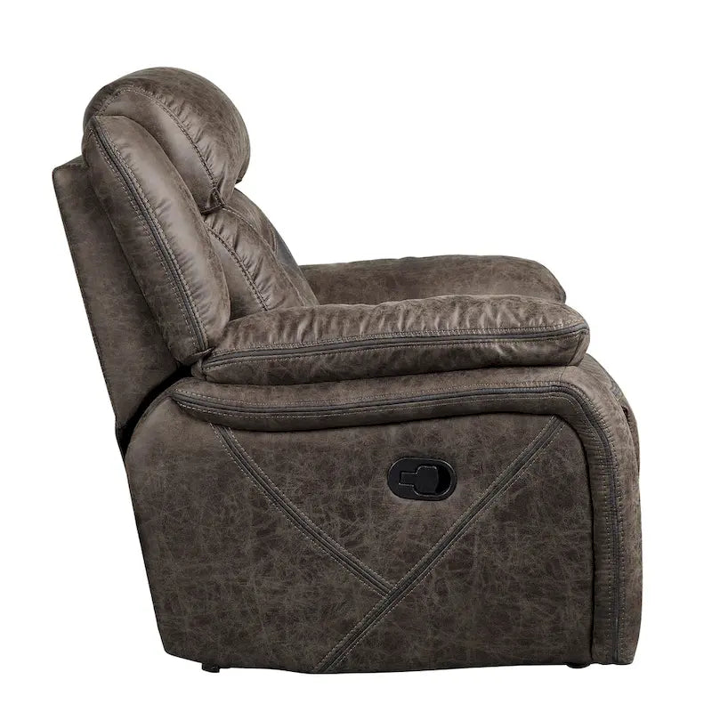 Fauteuil inclinable planeur manuel Mady 99 cm, microfibre marron, bois massif