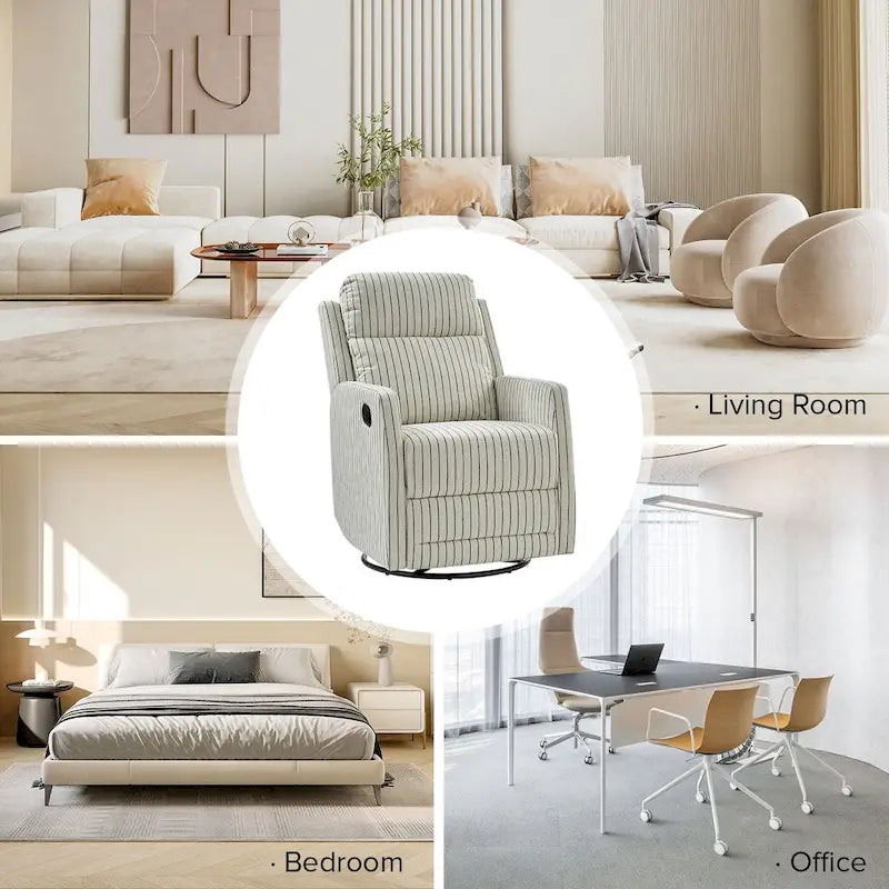 Lot de 2 fauteuils inclinables pivotants et basculants à 360 degrés en polyester moderne Diana de HULALA HOME