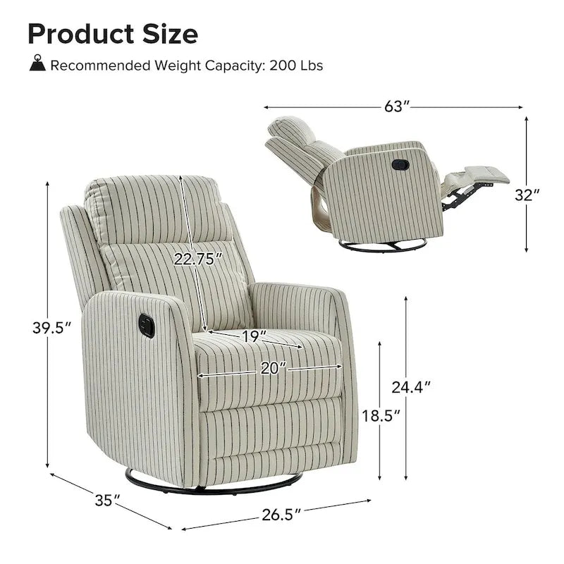 Lot de 2 fauteuils inclinables pivotants et basculants à 360 degrés en polyester moderne Diana de HULALA HOME