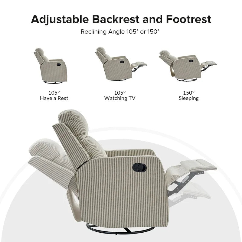 Lot de 2 fauteuils inclinables pivotants et basculants à 360 degrés en polyester moderne Diana de HULALA HOME