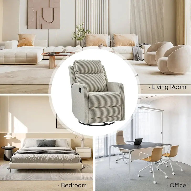 Lot de 2 fauteuils inclinables pivotants et basculants à 360 degrés en polyester moderne Diana de HULALA HOME