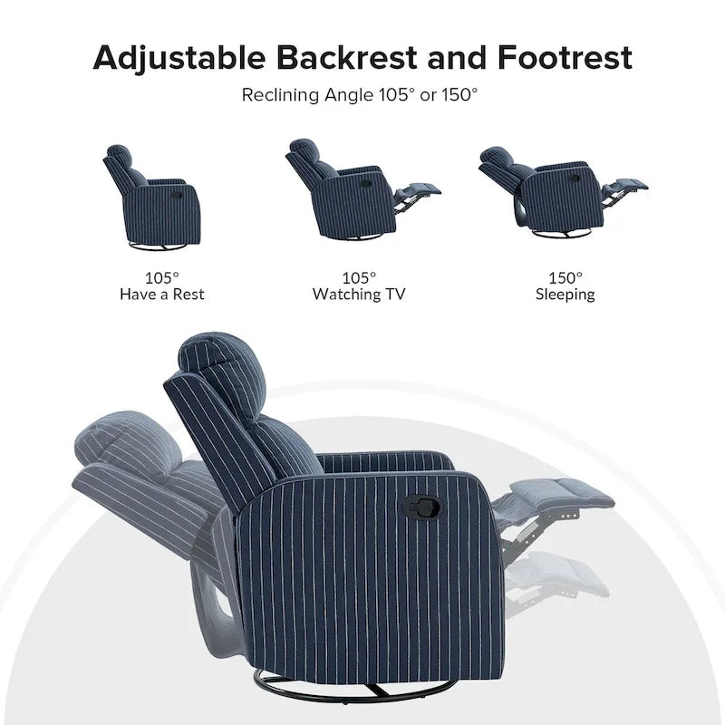 Lot de 2 fauteuils inclinables pivotants et basculants à 360 degrés en polyester moderne Diana de HULALA HOME