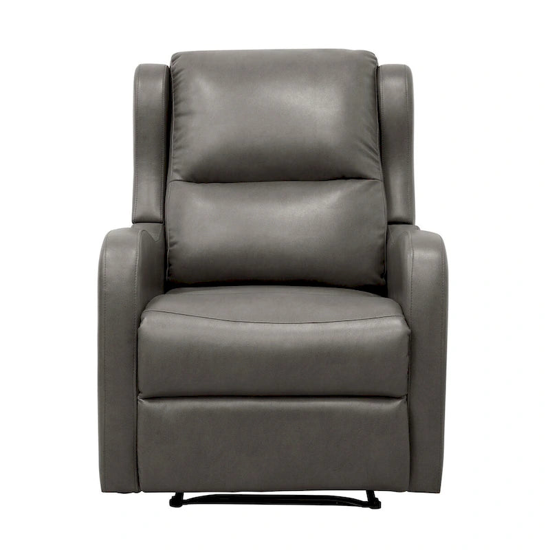 Fauteuil inclinable manuel Kim de 96,5 cm, cuir synthétique gris rembourré, bois massif