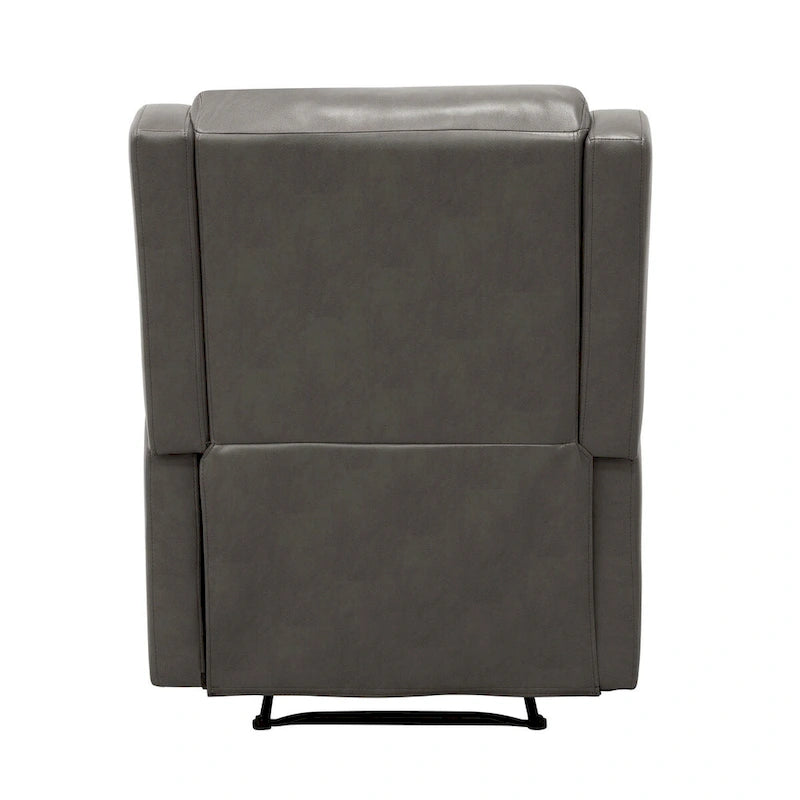 Fauteuil inclinable manuel Kim de 96,5 cm, cuir synthétique gris rembourré, bois massif