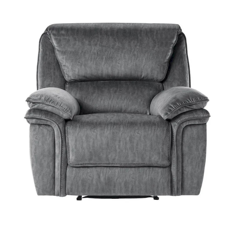 Fauteuil inclinable manuel Muir 38 pouces, microfibre grise à dossier capitonné, bois massif