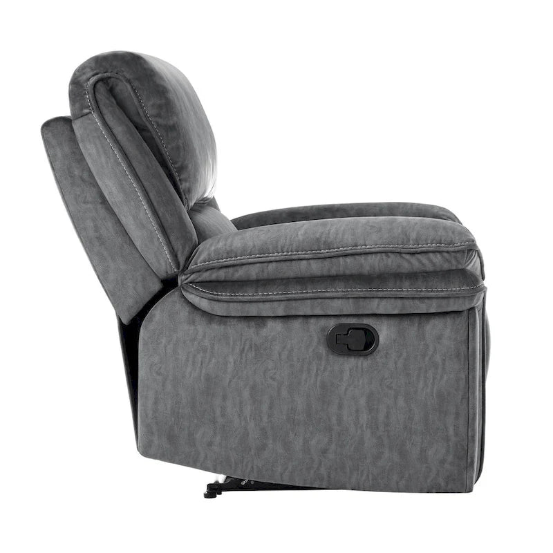 Fauteuil inclinable manuel Muir 38 pouces, microfibre grise à dossier capitonné, bois massif