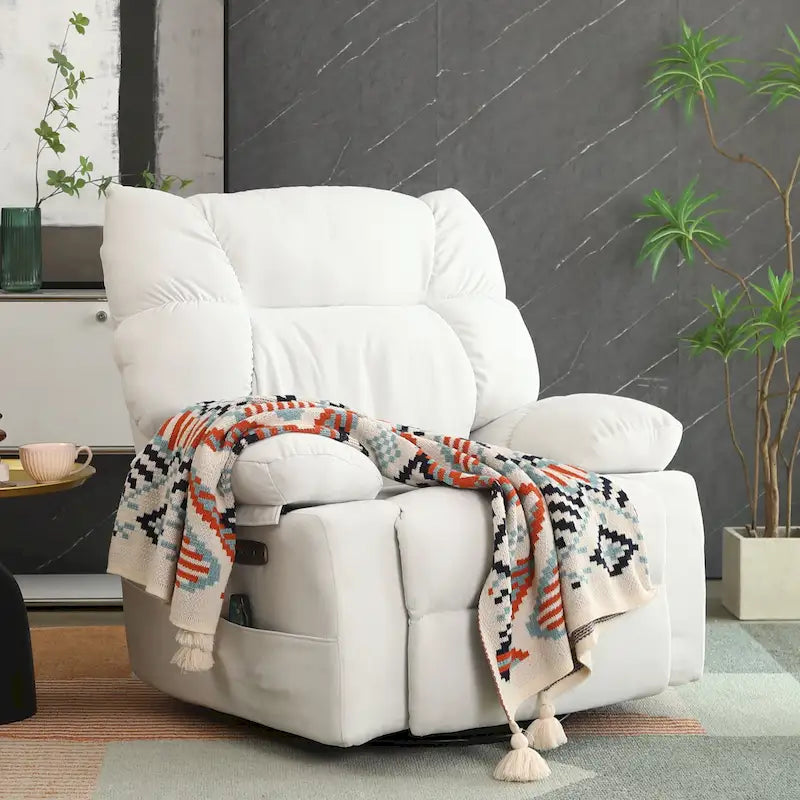 Fauteuil inclinable pivotant XINMICS, fauteuil inclinable électrique avec fonction massage et chauffage, fonction glissière et bascule