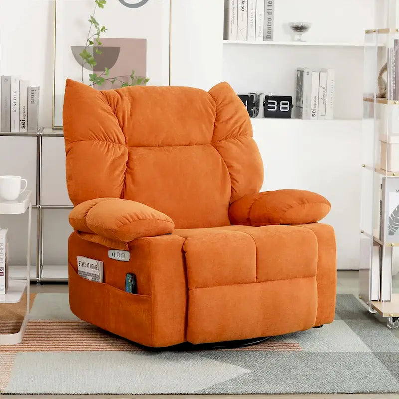 Fauteuil inclinable pivotant XINMICS, fauteuil inclinable électrique avec fonction massage et chauffage, fonction glissière et bascule