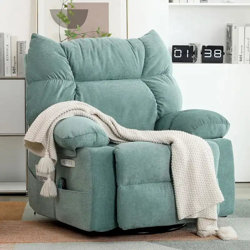 Fauteuil inclinable pivotant XINMICS, fauteuil inclinable électrique avec fonction massage et chauffage, fonction glissière et bascule