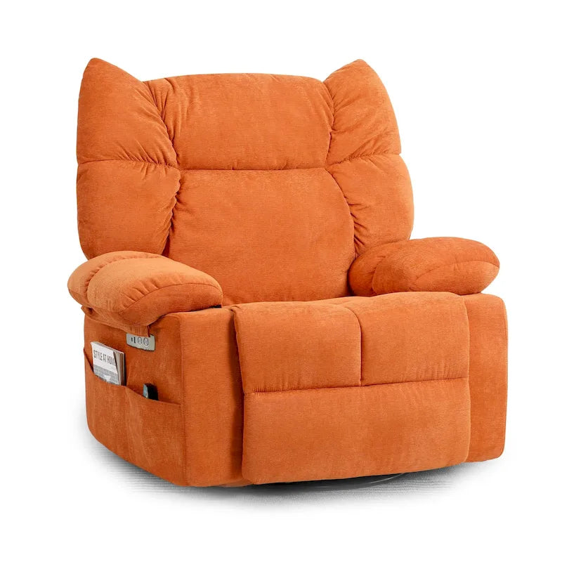 Fauteuil inclinable pivotant XINMICS, fauteuil inclinable électrique avec fonction massage et chauffage, fonction glissière et bascule