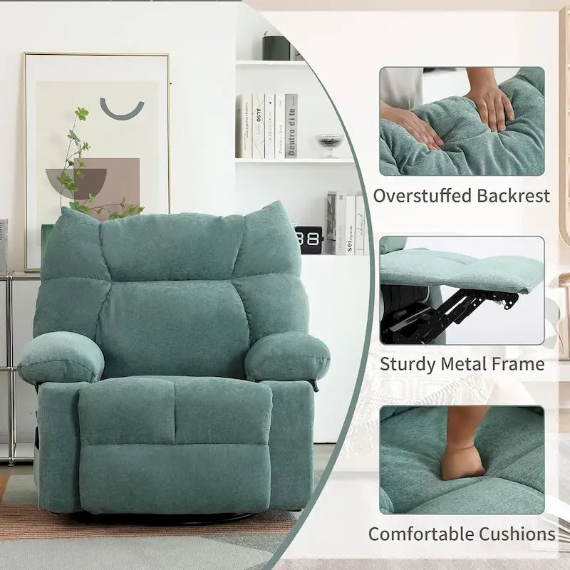 Fauteuil inclinable pivotant XINMICS, fauteuil inclinable électrique avec fonction massage et chauffage, fonction glissière et bascule