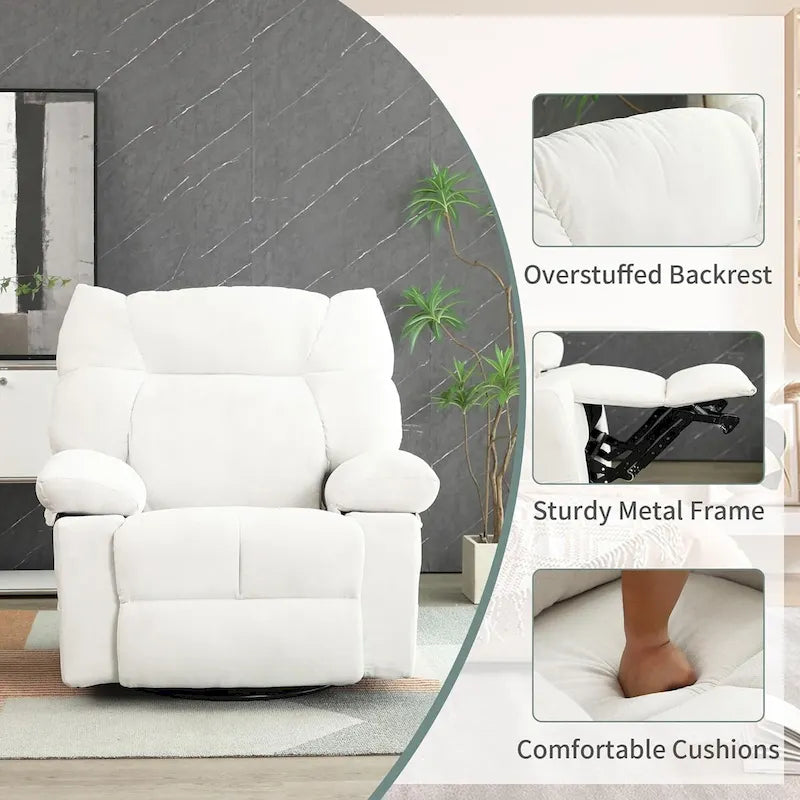 Fauteuil inclinable pivotant XINMICS, fauteuil inclinable électrique avec fonction massage et chauffage, fonction glissière et bascule