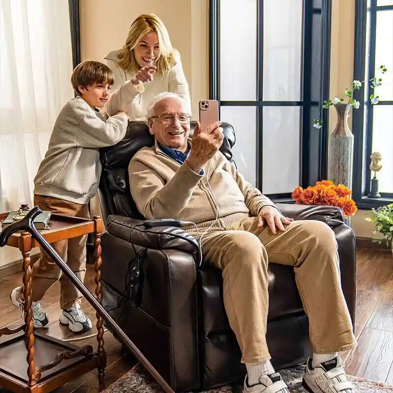 Fauteuil inclinable FlexiSpot Power Lift avec massage à double moteur, chauffage et appuie-tête réglable pour personnes âgées