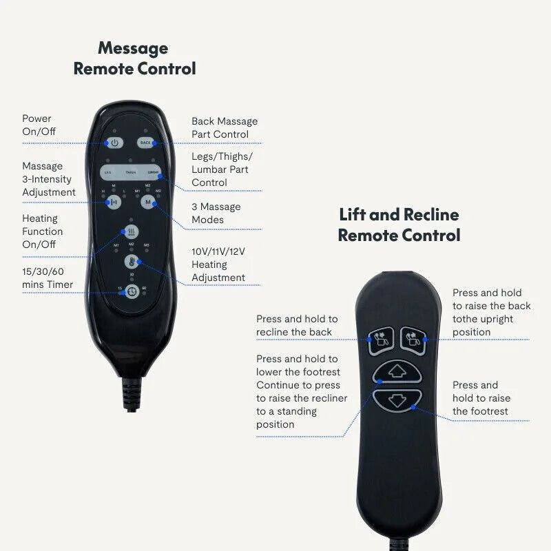 Fauteuil inclinable FlexiSpot Power Lift avec massage à double moteur, chauffage et appuie-tête réglable pour personnes âgées