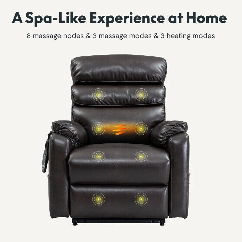 Fauteuil inclinable FlexiSpot Power Lift avec massage à double moteur, chauffage et appuie-tête réglable pour personnes âgées