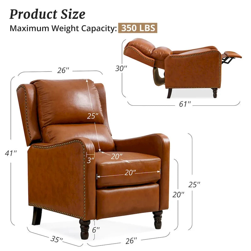 COZYMAN Fauteuil inclinable en cuir véritable Chaises confortables pour le salon