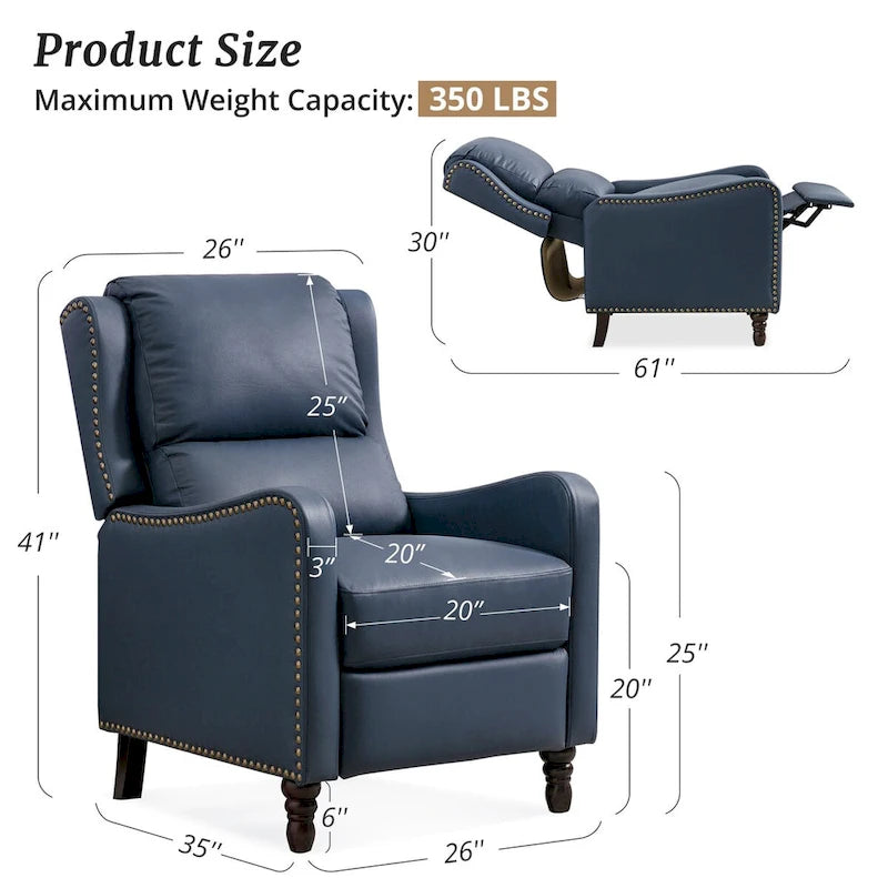 COZYMAN Fauteuil inclinable en cuir véritable Chaises confortables pour le salon