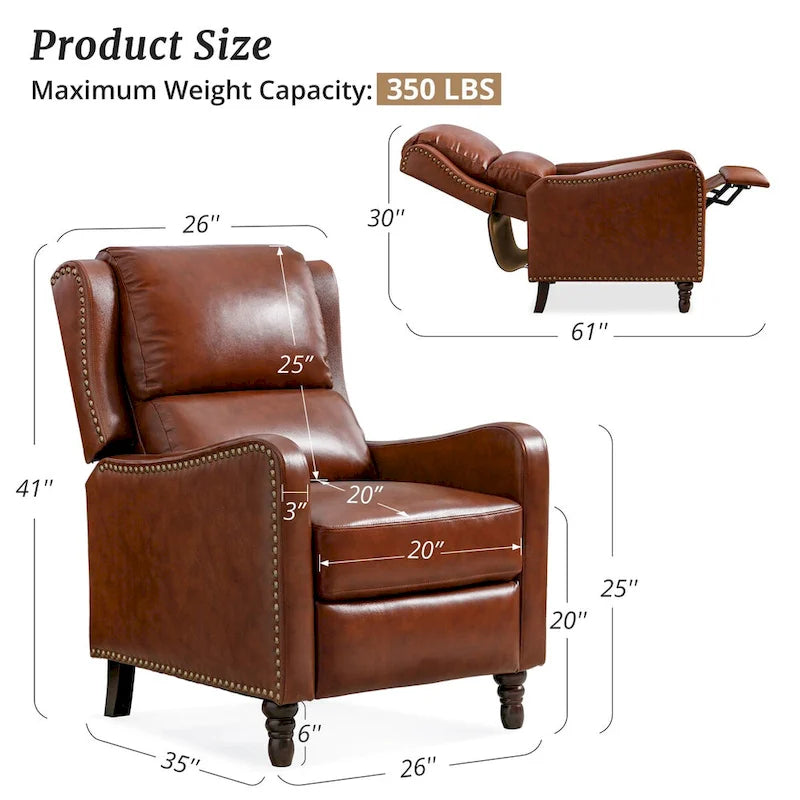 COZYMAN Fauteuil inclinable en cuir véritable Chaises confortables pour le salon