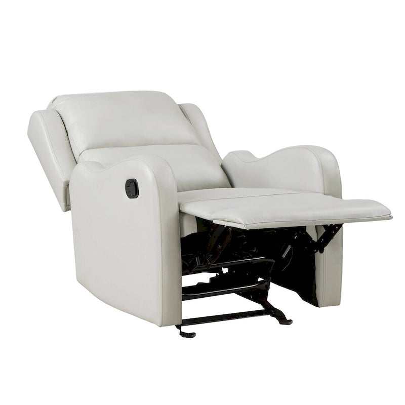 Fauteuil Inclinable Manuel Planeur Kim 39 Pouces, Similicuir Blanc Cassé